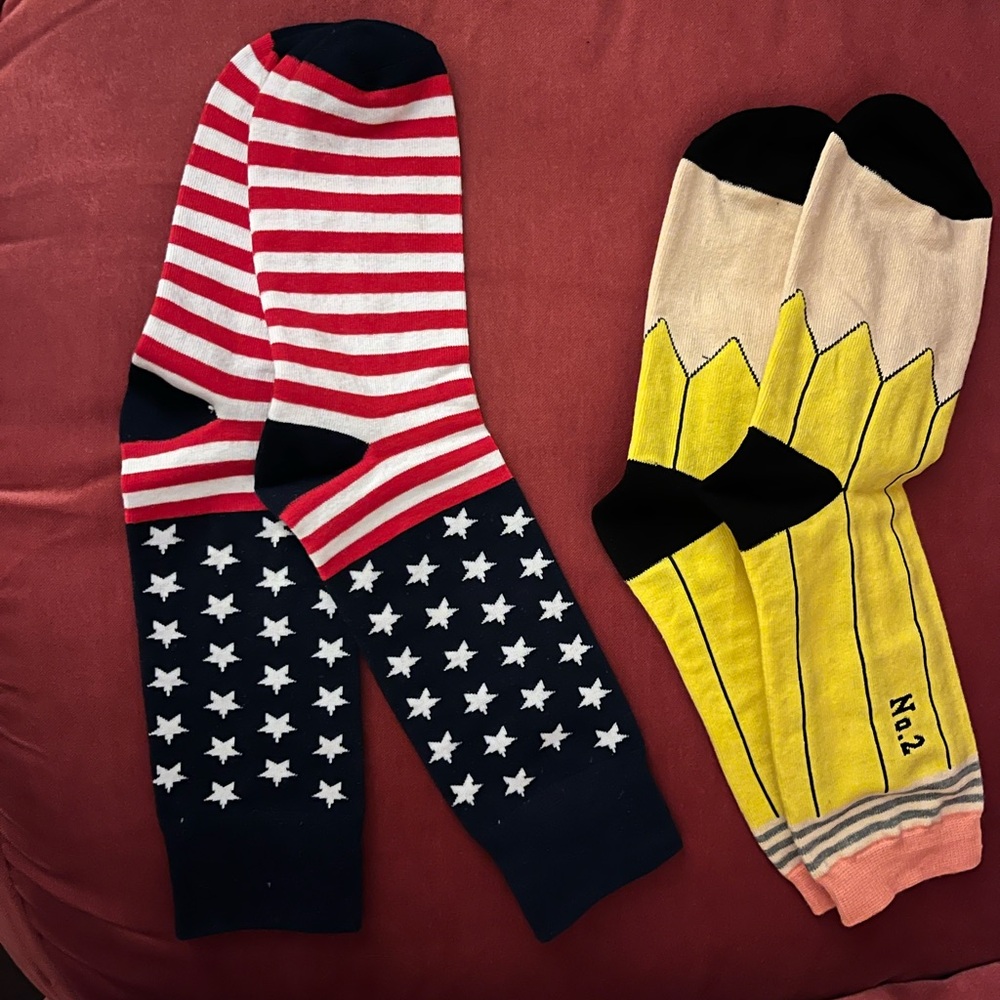 Patriotic and Pencil Design Fun/Happy Socks Set